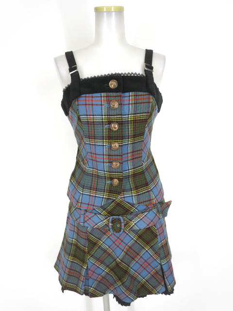 Emily Temple cute チェック柄ビスチェ & スカート セットアップ