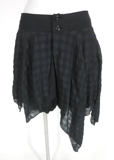 BPN チェック柄シフォン重ねショートパンツ