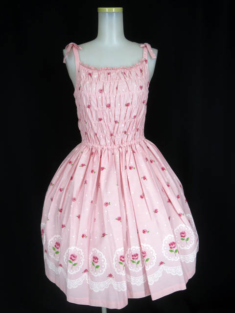 Emily Temple cute ローズプリントシャーリングノースリーブワンピース