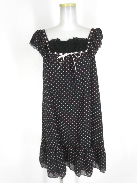 Emily Temple cute ドット柄シフォンノースリーブワンピース