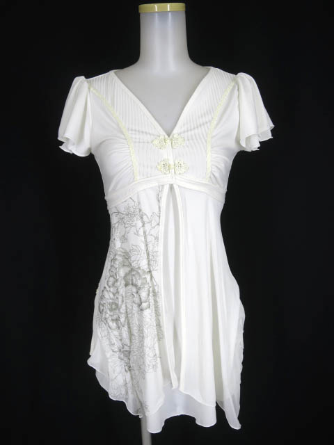 OZZ ONESTE メッシュ重ねチャイナ半袖チュニックカットソー