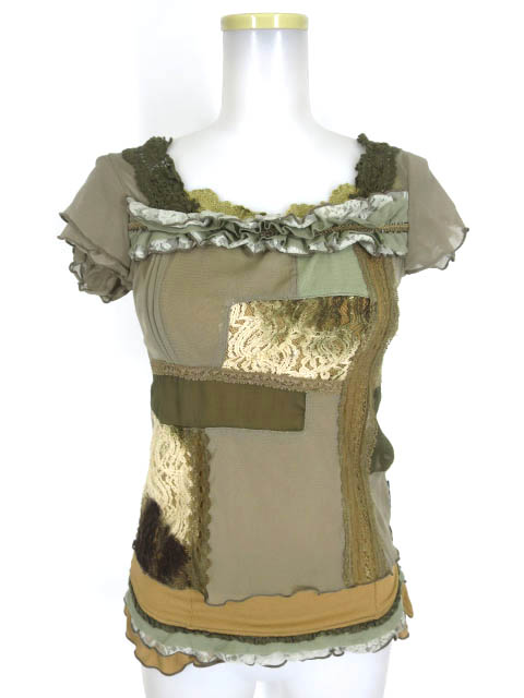 OZZ ANGELO パッチワーク半袖カットソー＆キャミソール