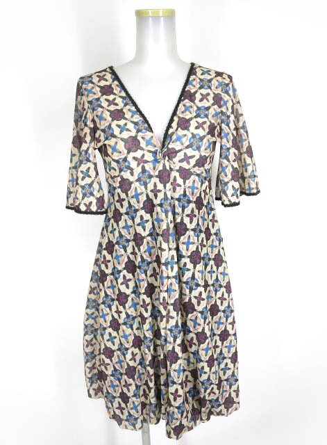 OZZ ONESTE 和柄半袖ワンピース