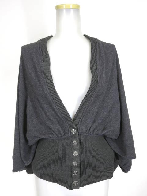 Ozz Croce フード付きリブウエストケープ風カーディガン