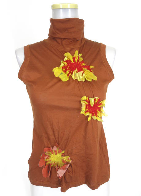 Jean Paul GAULTIER FEMME フラワーデザインタートルネックノースリーブカットソー