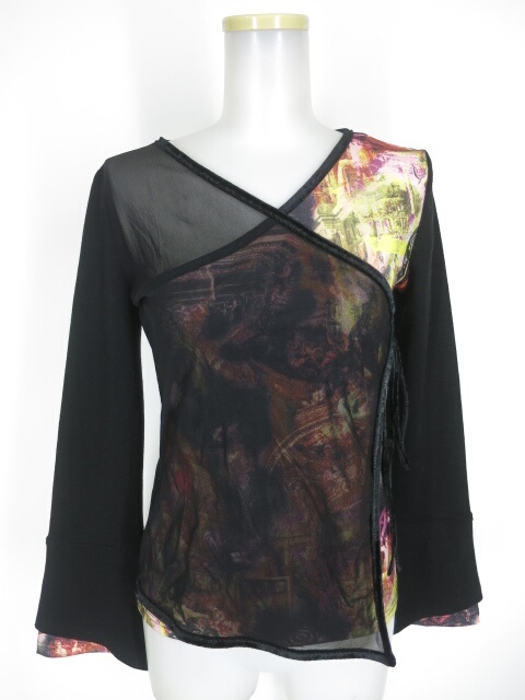 Ozz On hikozoh ゴシック柄 切替長袖ニットプルオーバー