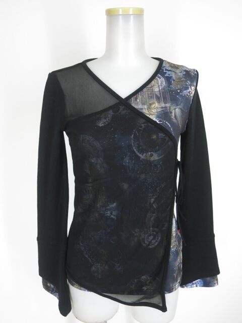 Ozz On hikozoh 星座＆宮殿柄切替 長袖ニットプルオーバー