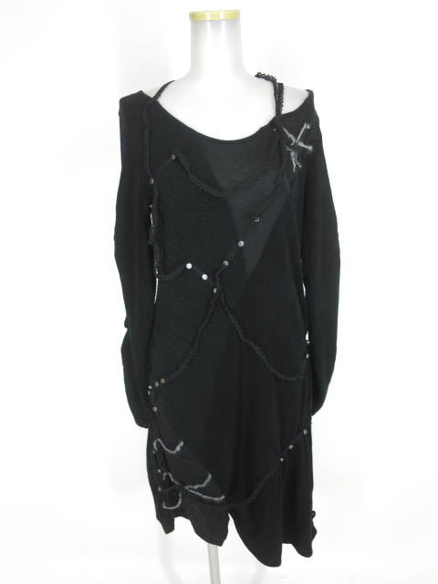 Ozz On hikozoh レース付きニットワンピース