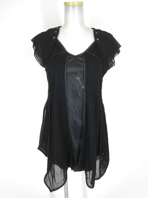 Ozz Croce メッシュ重ね龍プリント半袖カットソー