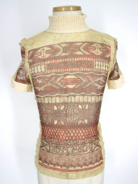 Jean Paul GAULTIER HOMME ネイティブ柄パワーネット半袖カットソー