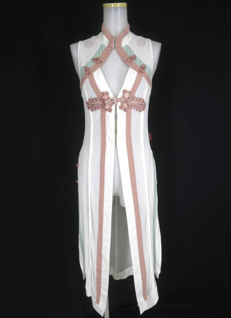 OZZ ONESTE チャイナボタン付きメッシュチュールロングベスト