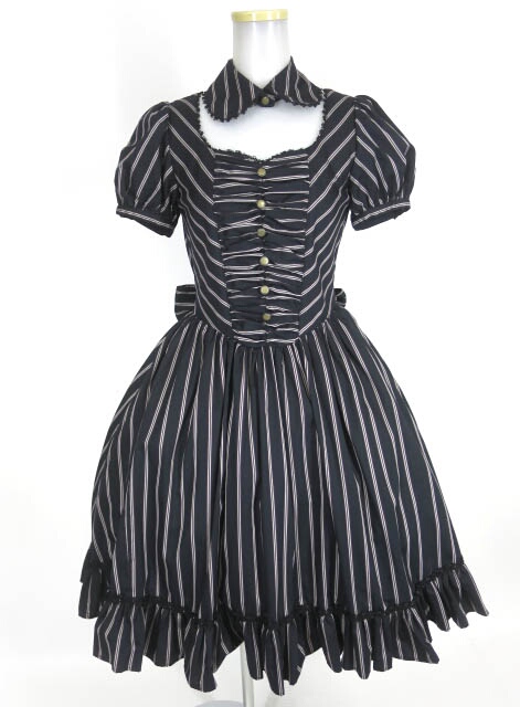 Victorian maiden レジメンタルフリルパフスリーブドレス