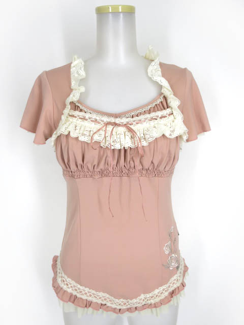 OZZ ONESTE ローズ刺繍入り半袖カットソー