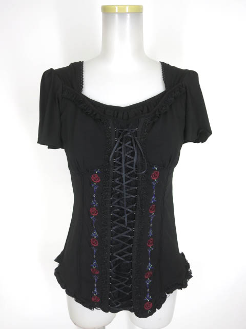 OZZ ONESTE ローズ刺繍入り半袖カットソー