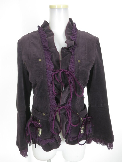 Ozz On レース付きフリルコーデュロイジャケット