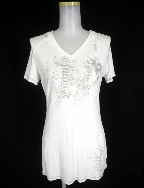 Ozz Croce 龍刺繍入りVネック半袖カットソー