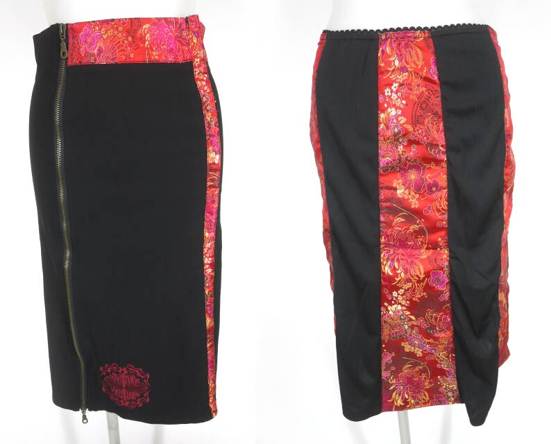 Ozz On 龍プリント＆刺繍 レイヤードチャイナスカート