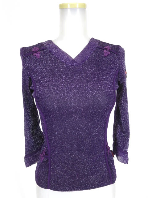 OZZ ONESTE 刺繍入りラメメッシュチュールカットソー