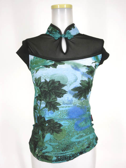 Ozz On 和チャイナ柄切替半袖カットソー