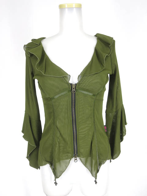 Ozz On メッシュチュールジップカーディガン