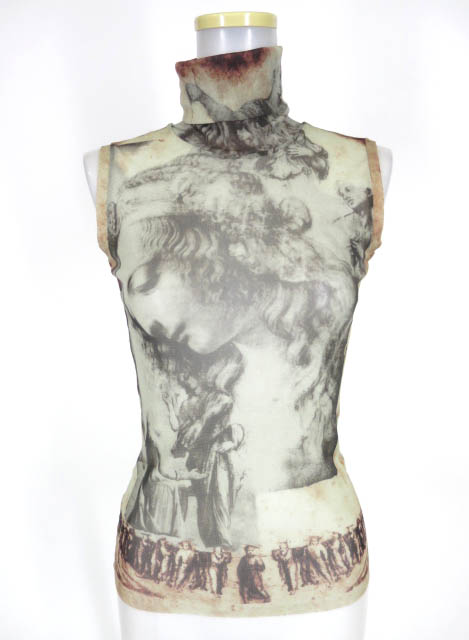 Jean Paul GAULTIER FEMME マリア柄 パワーネットタートルネックノースリーブカットソー