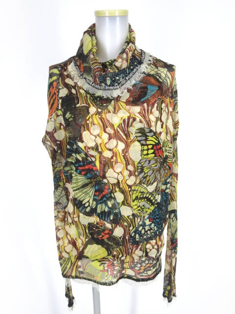 Jean Paul GAULTIER FEMME バタフライ柄パワーネットレイヤードカットソー