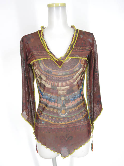 Jean Paul GAULTIER FEMME エスニック柄パワーネットカットソー