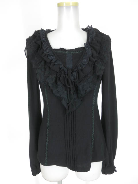 OZZ ONESTE フリル付き長袖ニットプルオーバー