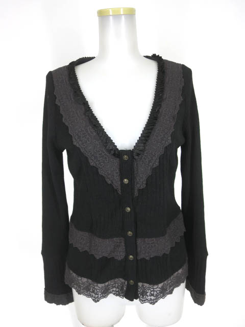 OZZ ONESTE レース付きリブニットカーディガン