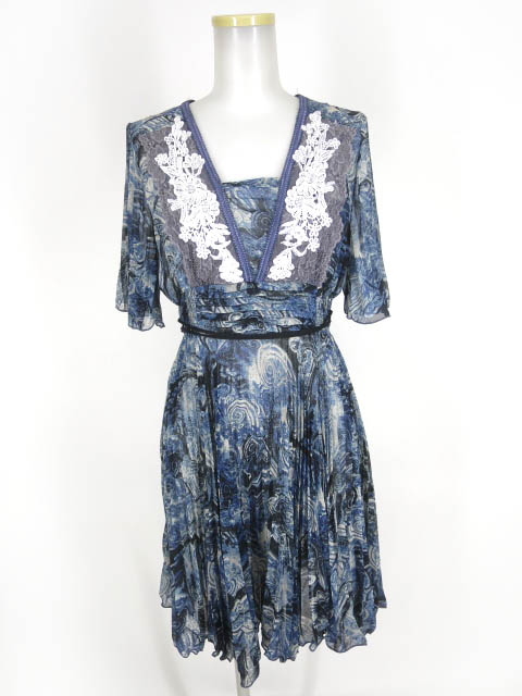 Rozen Kavalier 総柄プリーツシフォンワンピース