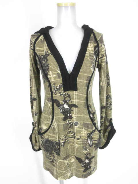 OZZ ONESTE 和柄ニットチュニックパーカー