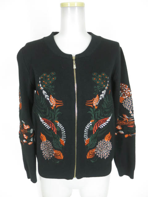 OZZ ONESTE 刺繍入りジップアップニットブルゾン