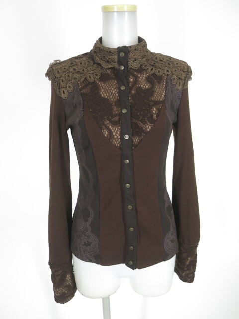 OZZ ANGELO レース付きニットブラウス