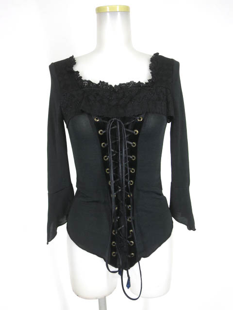 Ozz On レース＆編み上げ付きカットソー