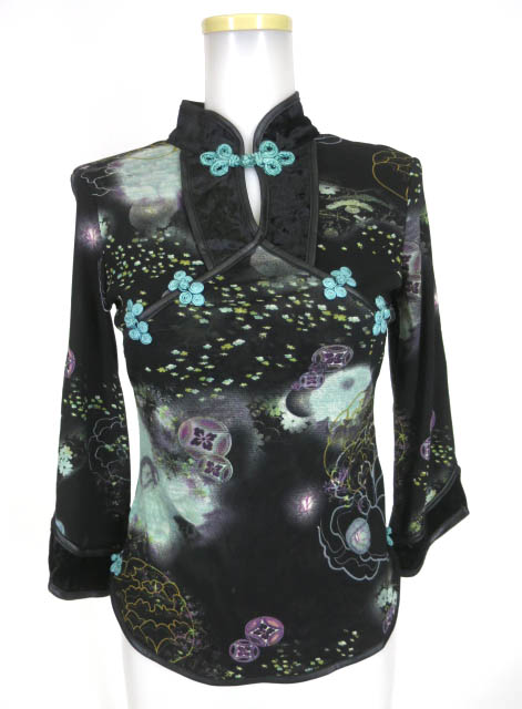 Ozz On メッシュチュールチャイナカットソー