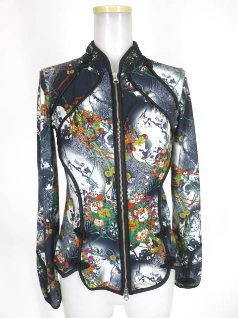 OZZ ONESTE 和チャイナ柄ジップカーディガン