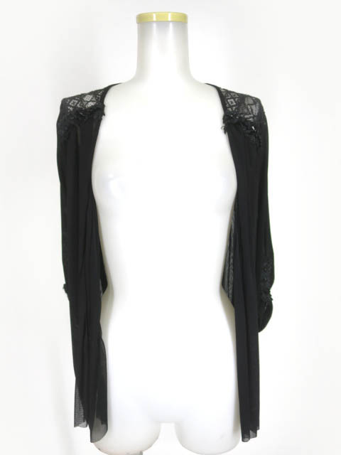 OZZ ANGELO チュール＆レース七分袖カーディガン