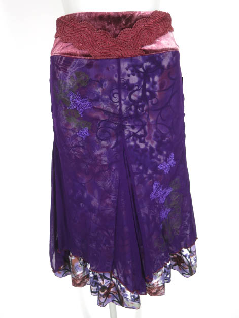 Ozz On メッシュ重ね蝶柄スカート