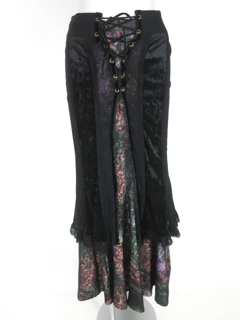 Ozz On hikozoh クロス＆楽譜柄ロングスカート