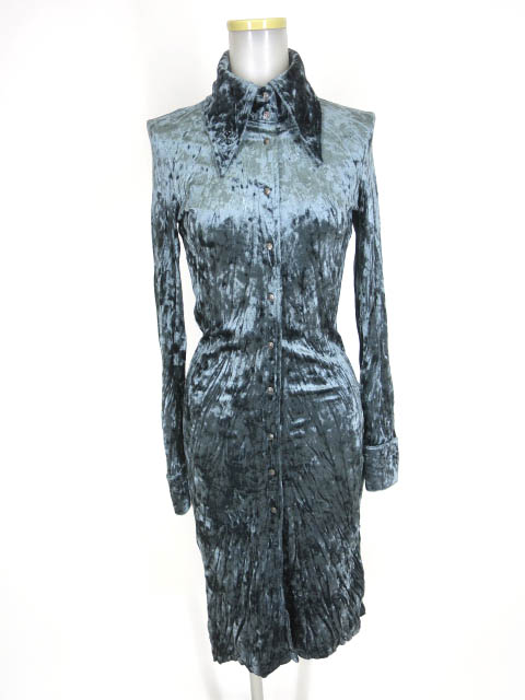 Ozz Croce シワ加工ベロアシャツワンピース