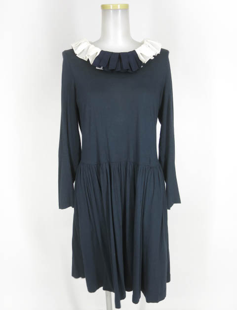 Jane Marple プリーツ襟付きカットワンピース