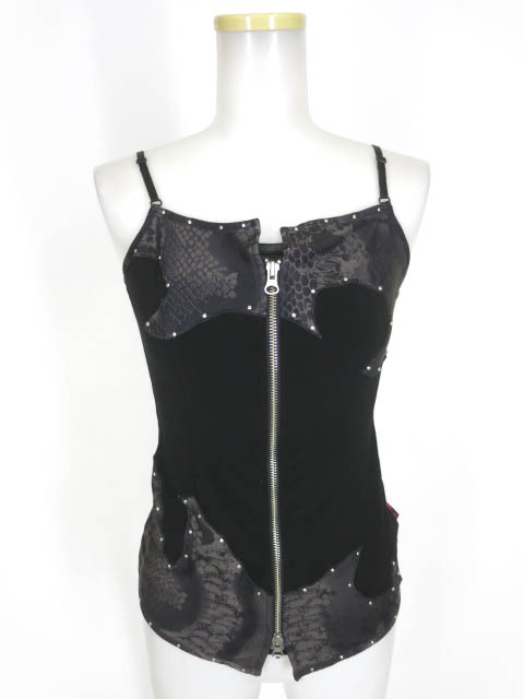 Ozz On パイソン柄切替フロントジップキャミソール