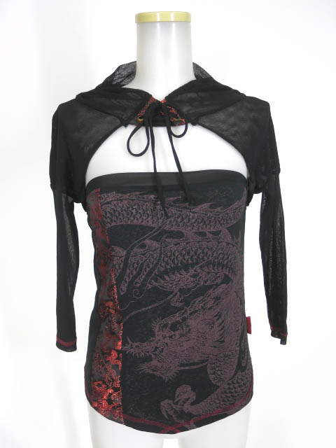 Ozz On 龍プリント メッシュチュールセパレートカットソー