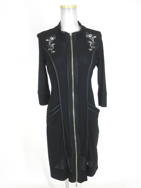 Ozz Croce 龍刺繍メッシュチュールジップアップワンピース