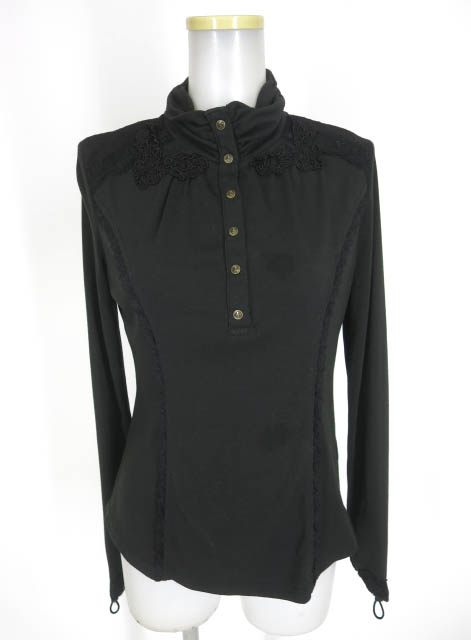 OZZ ON レース付きハイネック長袖カットソー