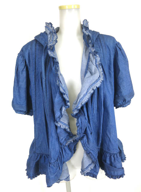 KANEKO ISAO フード付きデニム半袖ブラウス