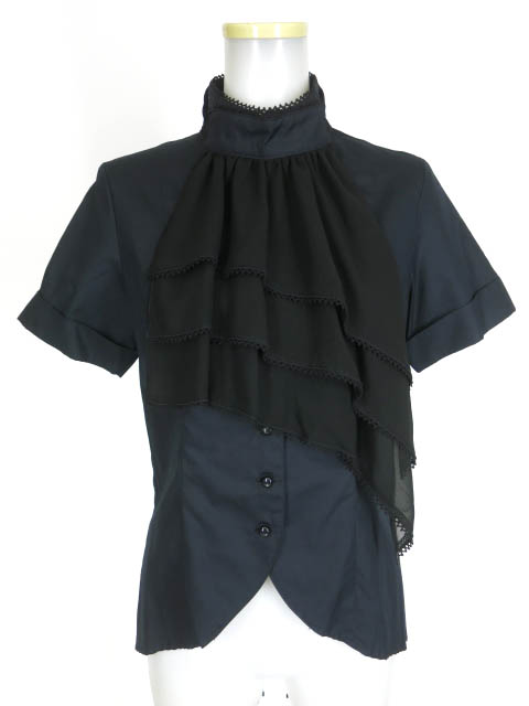 BPN ジャボ付き半袖燕尾ブラウス