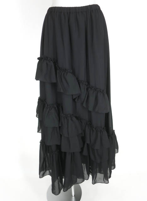 BPN フリルシフォンロングスカート