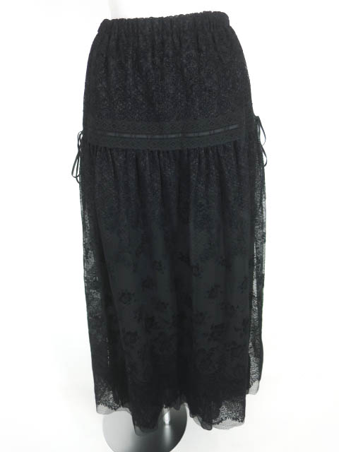 BPN フロッキーチュールレースロングスカート