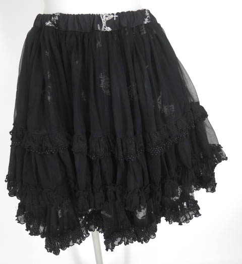 h.NAOTO FRILL メッシュ重ねボリュームスカート